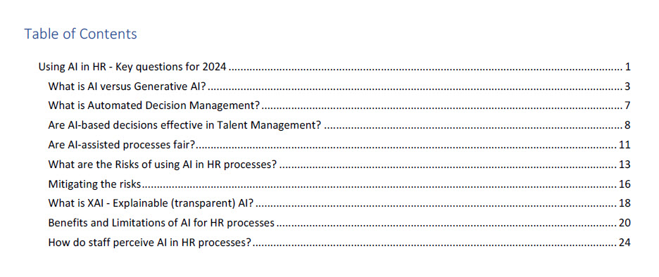 AI article table of contents